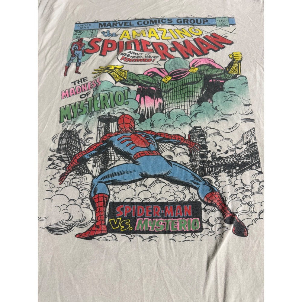 Marvel Spider-Man vs Mysterio Comic Cover Graphic T-Shirt Grey XL Amazing 141 - Picture 3 of 12